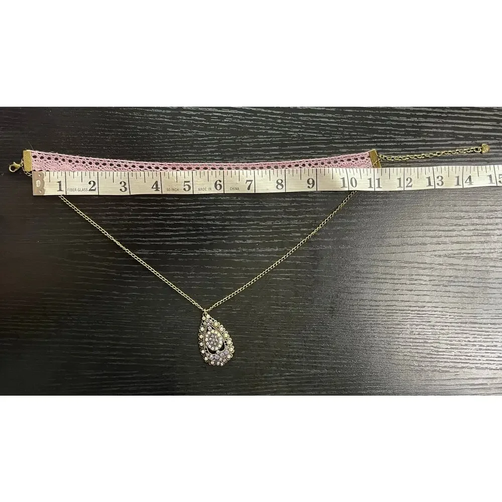 Handmade Cottagecore Vintage Americana Shabby Chic Layered Choker & Pendant